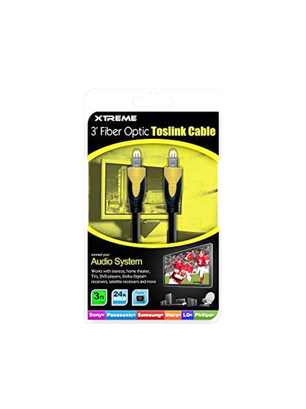 Xtreme 73503 3-Feet Fiber Optic Toslink Cable Connect Any Audio System to HDTV